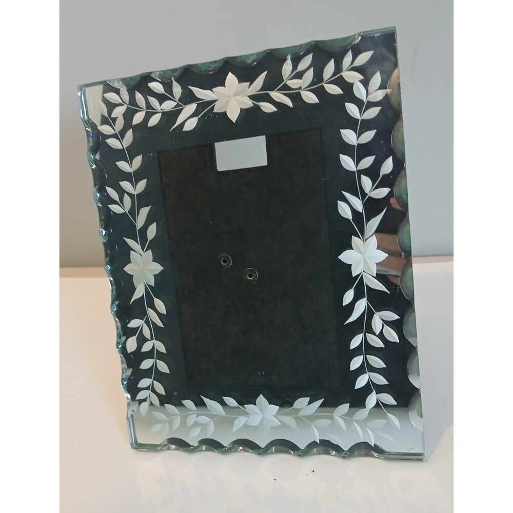 VTG Italian Venetian Style MIRROR ETCHED 4x6 Photo Picture Frame 9" x 7" frame - Picture 4 of 15